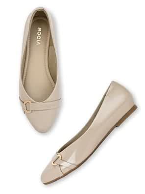 Buy ROCIA by Regal Beige Women Patent Ballerinas at Amazon.in