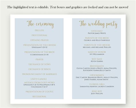 Folded Wedding Program Template Folded Wedding Program - Etsy