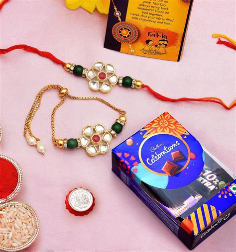 CraftVatika Rakhi Chocolate Gift Combo for Brother and Bhabhi | Silver ...