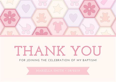Free, printable custom christening thank you card templates | Canva