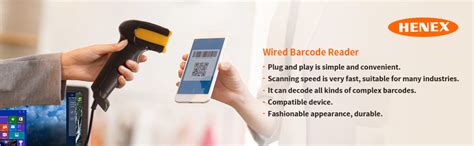 HENEX HC-2000 Handheld Wired 2D Barcode Scanner USB QR Code Scanner 1D ...