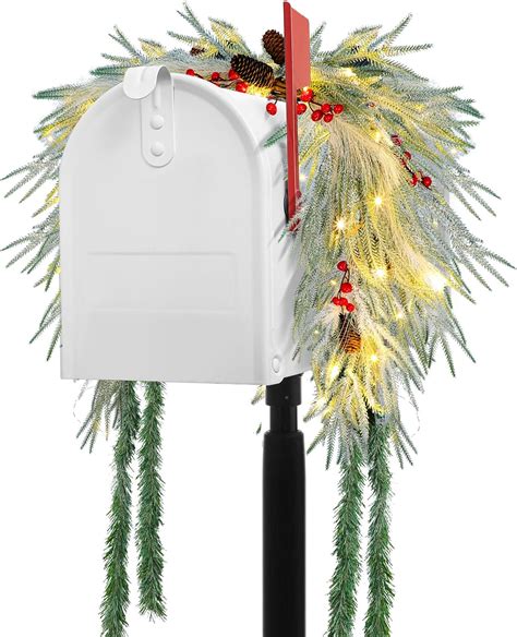 Amazon.com: Chuangdi 36 Inch Christmas Mailbox Swags Decorations with ...