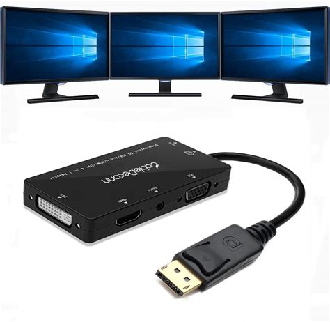 CABLEDECONN 4-in-1 Multi-Function Displayport to Hdmi/Dvi/Vga Adapter ...