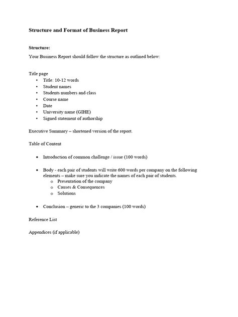Business Report - Structure and Format | PDF
