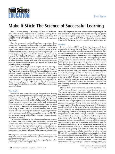 Make it Stick - Review - Study help - Book Review Make It Stick: The ...