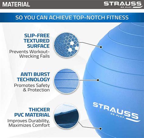 STRAUSS Anti Burst Gym Ball|Exercise Ball|Yoga Ball|Workout Ball, 75Cm ...