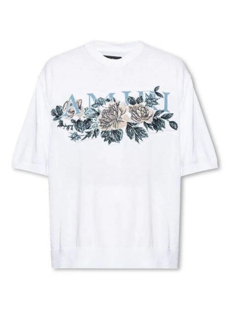 AMIRI FLORAL LOGO KNITTED TEE WHITE – HYPEWORLD