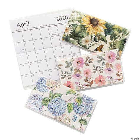 6 1/2" x 3 1/2" 2026 - 2027 Floral Pocket Calendars with Vinyl Cover ...