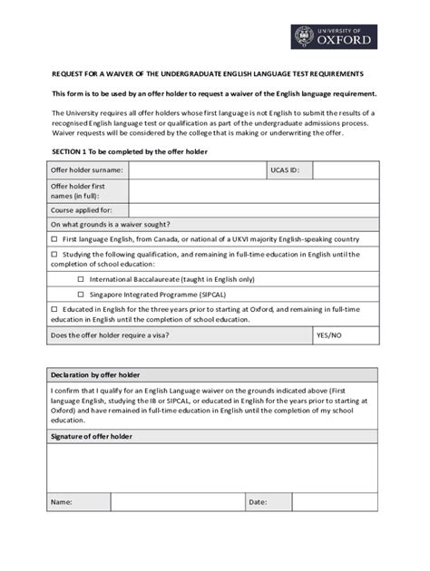 Fillable Online Request for Waiver of TOEFL/IELTS Requirement Fax Email ...