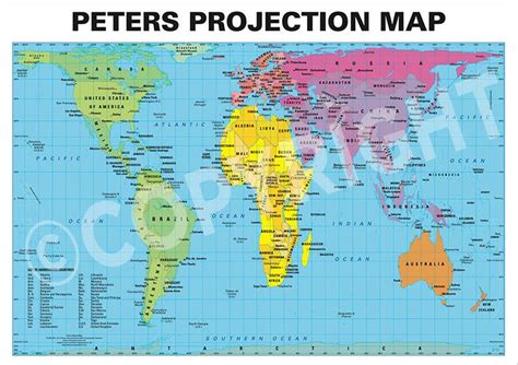 Peters Projection World Map Printable 的图像结果