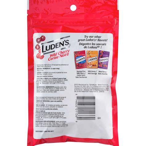 Luden's Wild Cherry Throat Drops - 30 Count, Soothing Relief For Sore ...