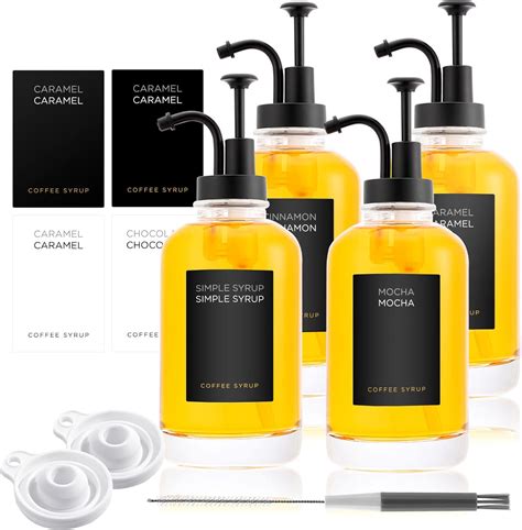 Amazon.com - Joyfulmap 4 Coffee Syrup Dispenser, Black Pump Dispenser ...