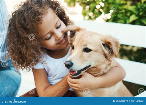 Youre the Best Boy. a Little Girl Spending Time with Her Pet Dog. Stock ...