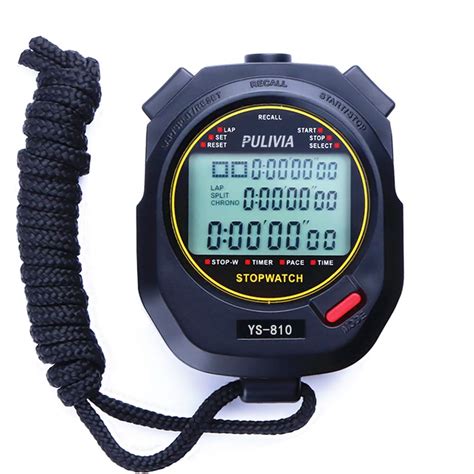 PULIVIA Sports Stopwatch Timer 10 Lap Split Memory Digital Stopwatch ...