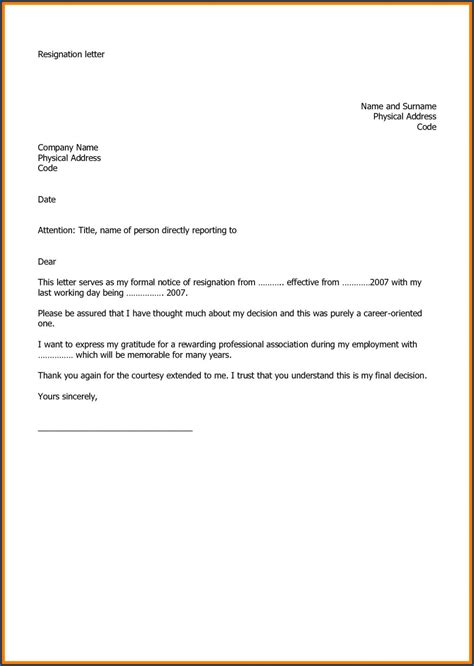 Resignation Letter Format Employee - Free Word Template