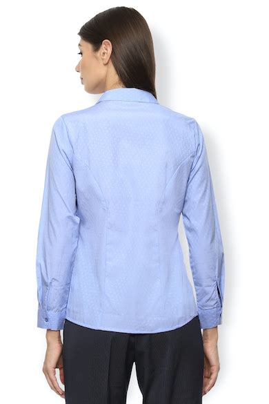 Buy Women Blue Textured Long Sleeves Formal Shirt Online - 585122 | Van ...