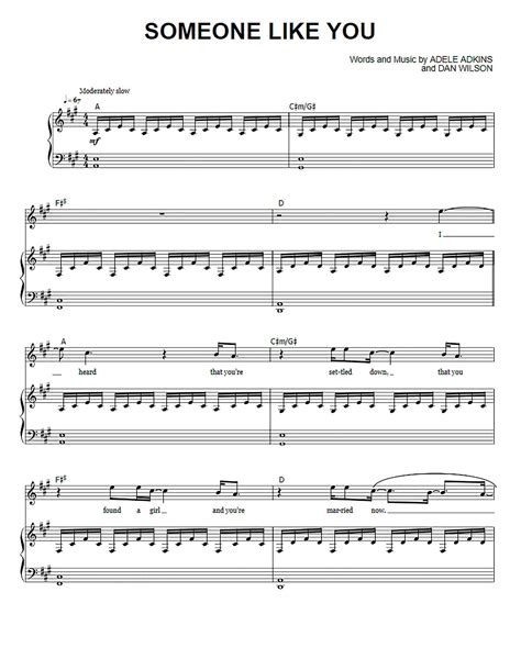Adele - Someone Like You Sheet Music - Piano Solo Arrangement, Digital ...