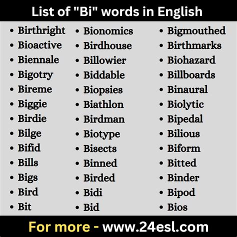 List of "Bi" words in English - 24esl.com