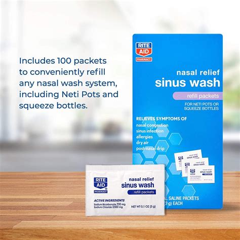 Rite Aid Sinus Wash Refill Saline Packets - 100 Count | Nasal Relief for Neti Pots | Allergy ...