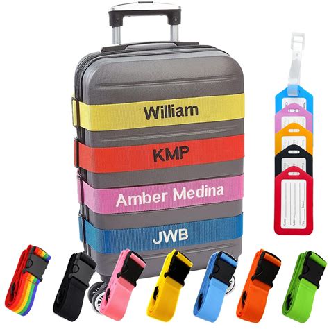 Amazon.com: VectWaby Personalized Luggage Straps, Customized Suitcase ...