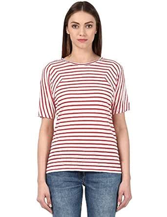 Buy Park Avenue Woman Solid T-Shirt (PWKZ00414-R8_Dark Red_101) at ...