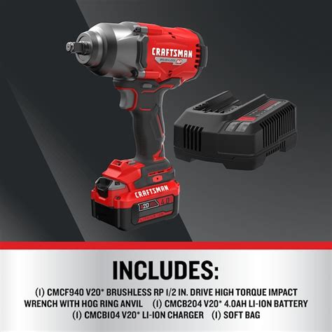 CRAFTSMAN V20 RP 20-volt Max Variable Brushless 1/2-in Drive Cordless ...