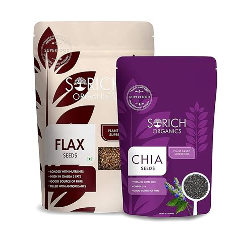 Sorich Organics Raw Chia Seeds 400gm, Flax Seeds 900gm | Chia Seeds fo