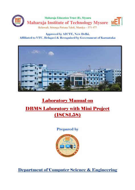 DBMS MINI Scale Project - Maharaja Education Trust (R), Mysuru Maharaja ...