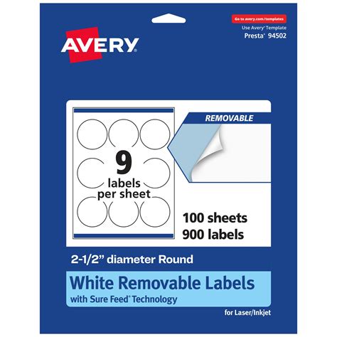 Avery Matte White Removable Round Labels with Sure Feed Technology ...