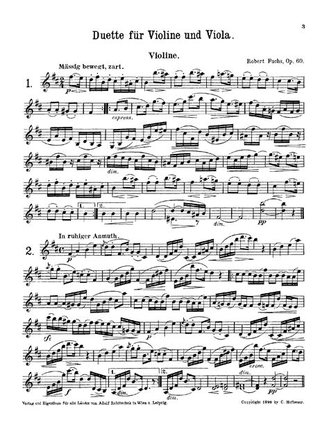 Fuchs, Robert - 12 Duets for Violin and Viola, Op.60 for Violin-Viola ...