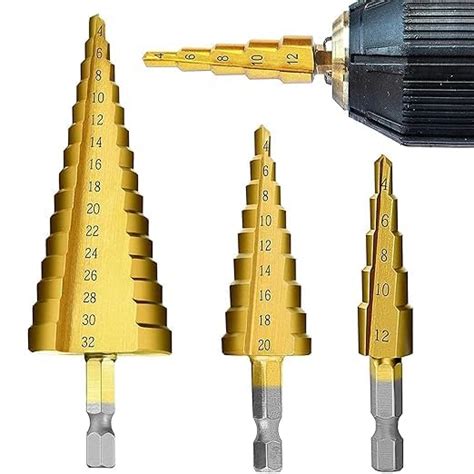 Bluedeal 3X Large Steel Step Cone Drill Bit Set 4-12mm 4-20mm 4-32mm ...