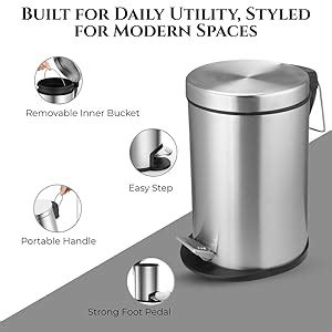 OPR Stainless Steel Pedal Dustbin with Plastic Bucket And Lid| Garbage ...