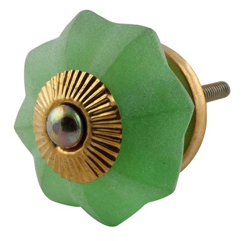 Green Frosted Melon Glass Drawer Knobs
