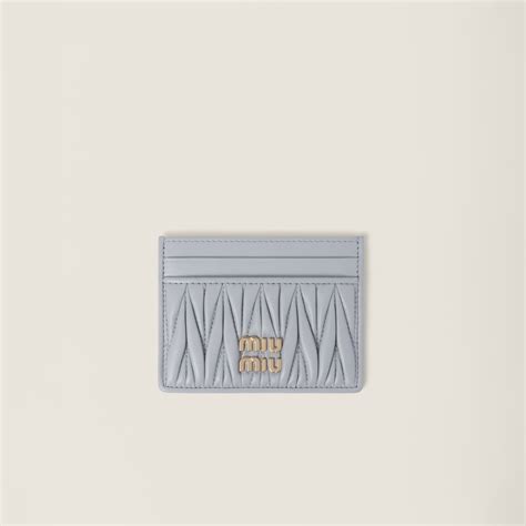 Pearl Gray Matelassé Nappa Leather Card Holder | Miu Miu