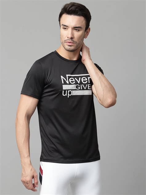 JUMP USA Mens Black Typography Printed Polyester T-shirt