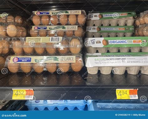 Walmart Grocery Store Eggs Section and Prices Close Up Editorial Stock ...