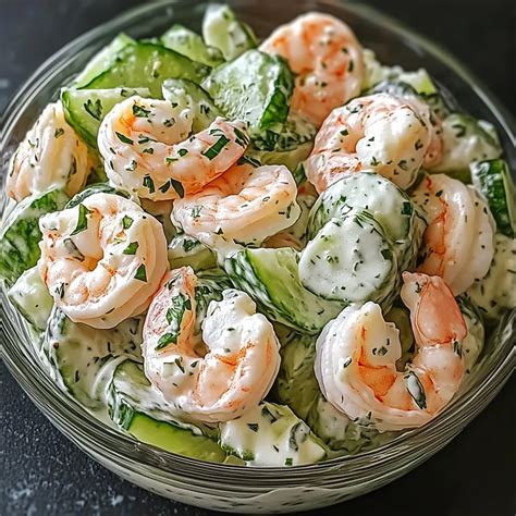Creamy Cucumber Shrimp Salad Recipe - Grammy Recipes