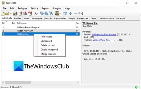 Image result for GEDCOM File Example