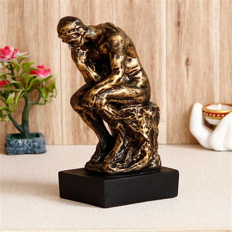 Antique Finish Thinking Man Sitting on Rock Handcrafted Decorative ...