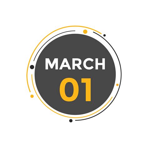 march 1 calendar reminder. 1st march daily calendar icon template ...