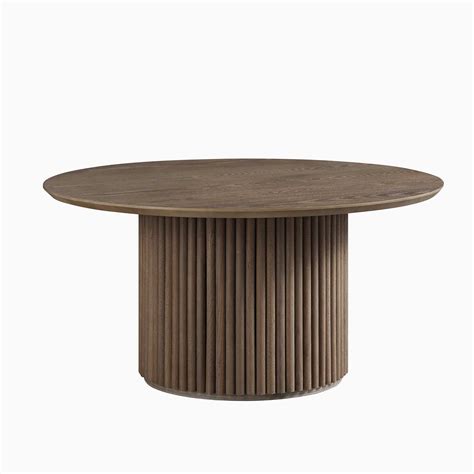 Maru Round Oak Pedestal Coffee Table, Silver Oak | daals