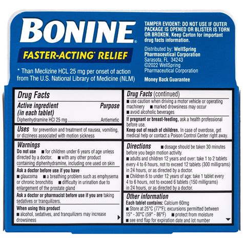 Bonine Faster Acting Nausea Dizziness And Motion Sickness Relief ...