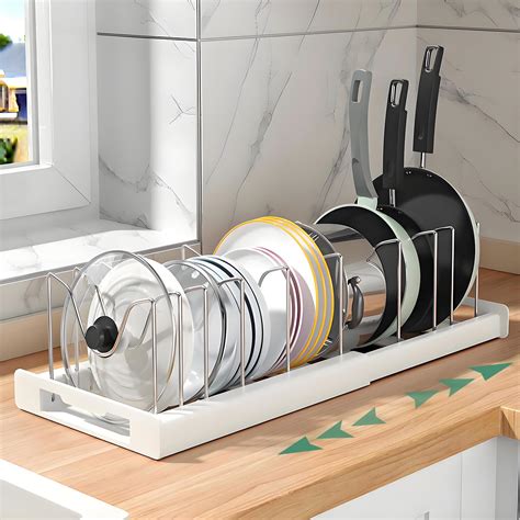 Amazon.com: Norcalway Adjustable Bakeware Pots and Pans Organizer Under ...