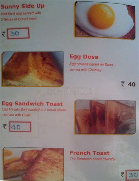 Menu at Willy's Cafeteria, Bengaluru