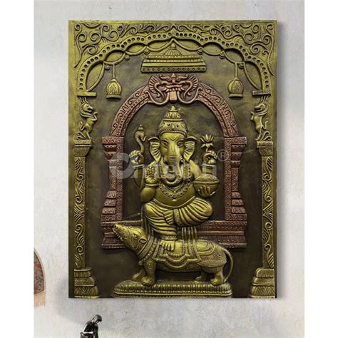 Buy 4X3 Feet Lord Ganesha 3D Relief Mural Wall Art Online - Artociti