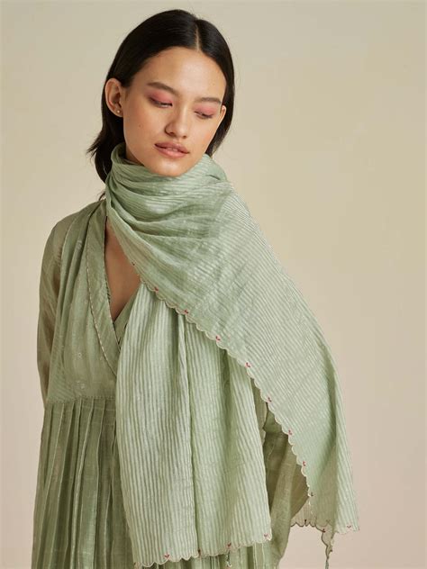 Lily Pods Scarf: Luxurious Zari Embroidered Scarf