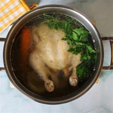 How to Boil Whole Chicken (For Shredding and Sipping Broth) - Savas Kitchen - how long to boil whole chicken