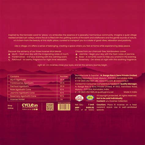 Cycle Uru Incense Sticks & Cone Gift Set – Cycle.in