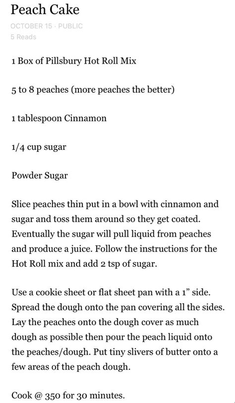 fenwick bakery peach cake recipe