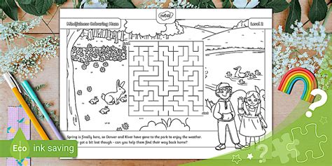 Spring Mindfulness Colouring Maze - Level 2 Difficulty